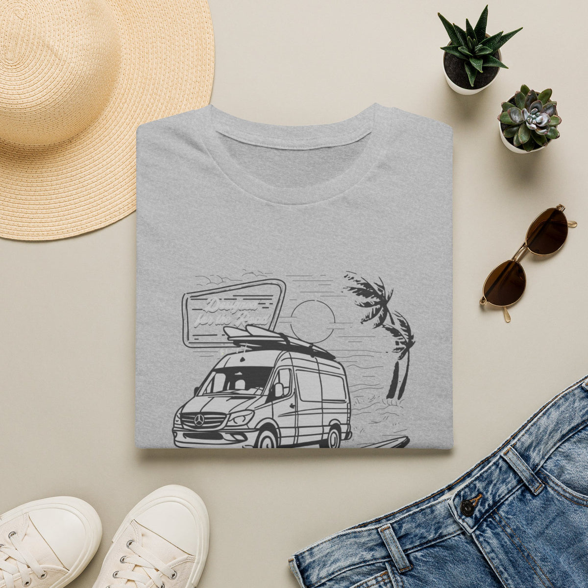 Coastal Cruiser Tee – Beach Camper Van Graphic T-Shirt